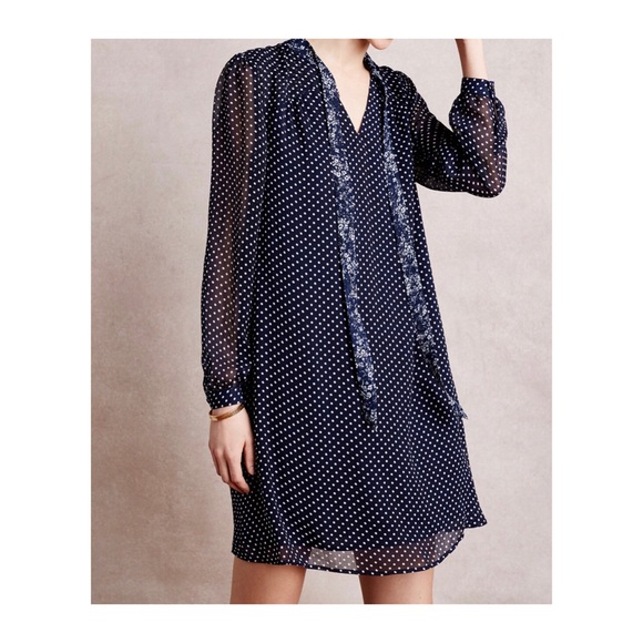 Anthropologie Dresses & Skirts - Blue/White Polka Dot Swing Dress (Size L)